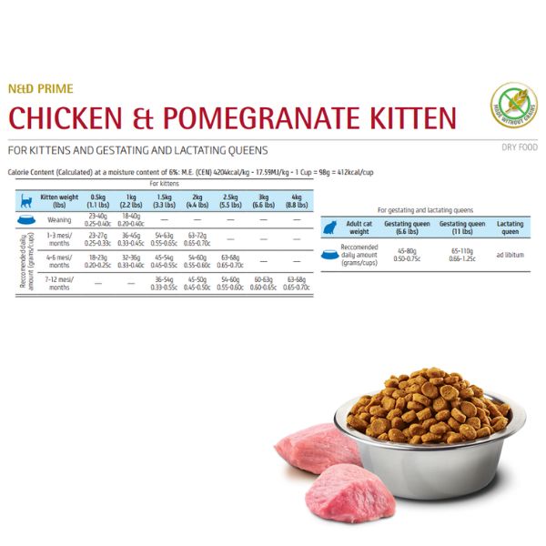 farmina n&d prime feline grain free kitten pollo e melograno immagine3