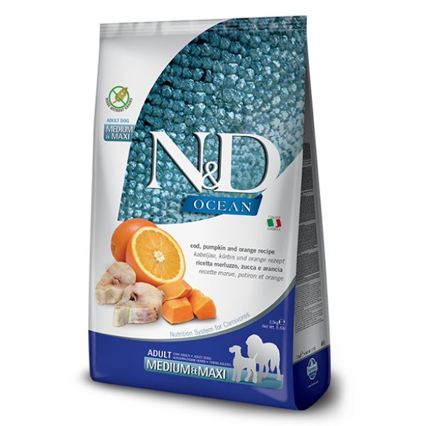 farmina n&d ocean canine adult medium/maxi merluzzo zucca e arancia immagine2