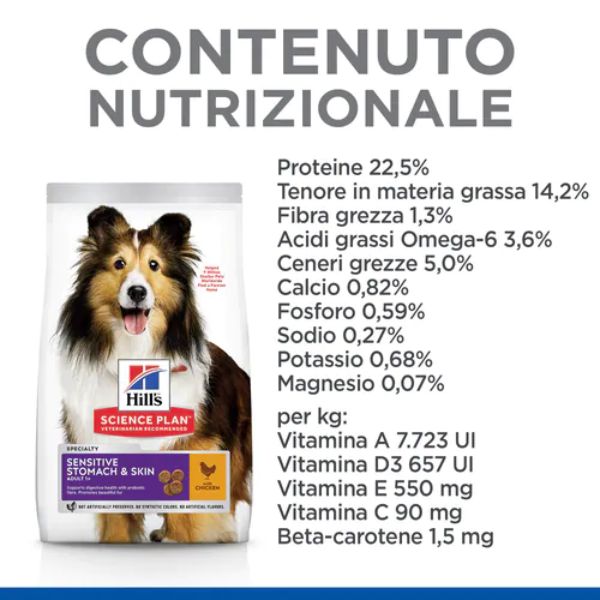 hill's science plan sensitive stomach & skin medium adult alimento per cani con pollo immagine5