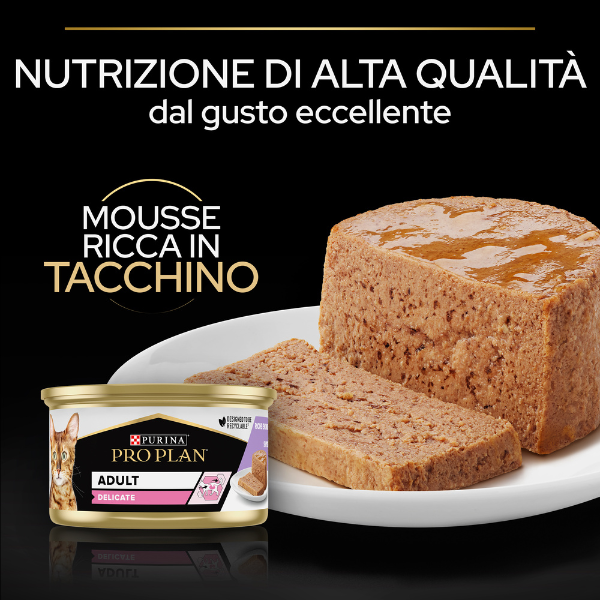 purina pro plan adult delicate umido gatti mousse tacchino 85 g immagine8