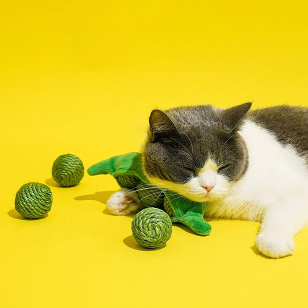 gioco per gatti baccello di pisellini con palline catnip estraibili leopet immagine6