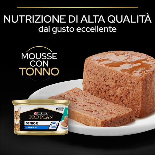 purina pro plan senior 7+ longevis umido gatti mousse tonno 85 g immagine4