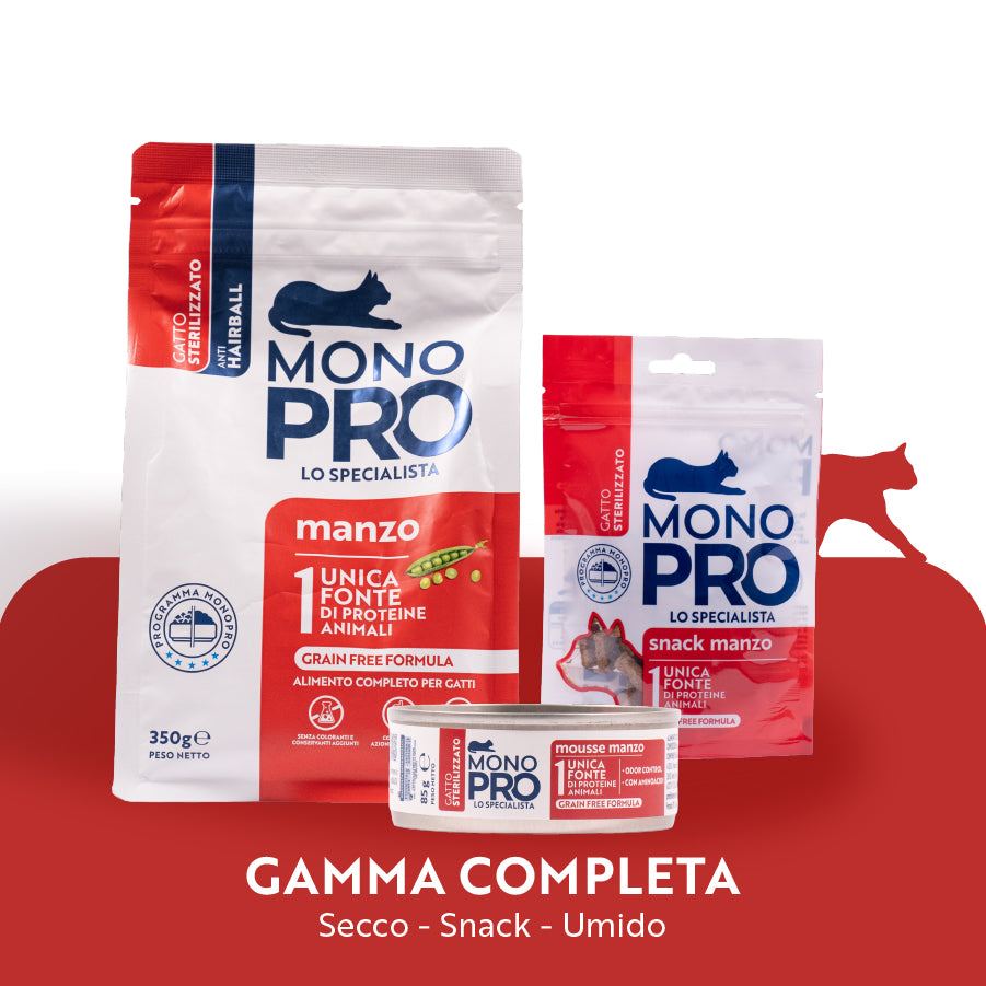 monopro lo specialista cat adult sterilised grain free anti hairball manzo immagine3