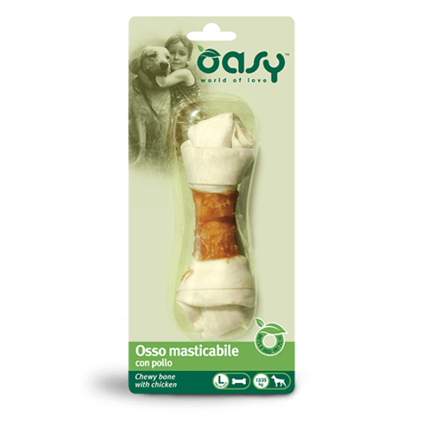 Oasy Osso masticabile per cani adulti con Pollo - Taglia cane L - formato 67 gr (scadenza: 08/11/2025)