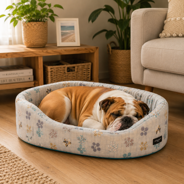 Cesta ovale Eco completamente sfoderabile Zampette multicolor Nasonero