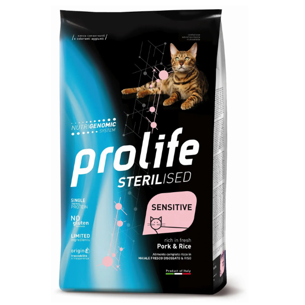 Prolife Sterilised Gatto Sensitive Maiale e Riso