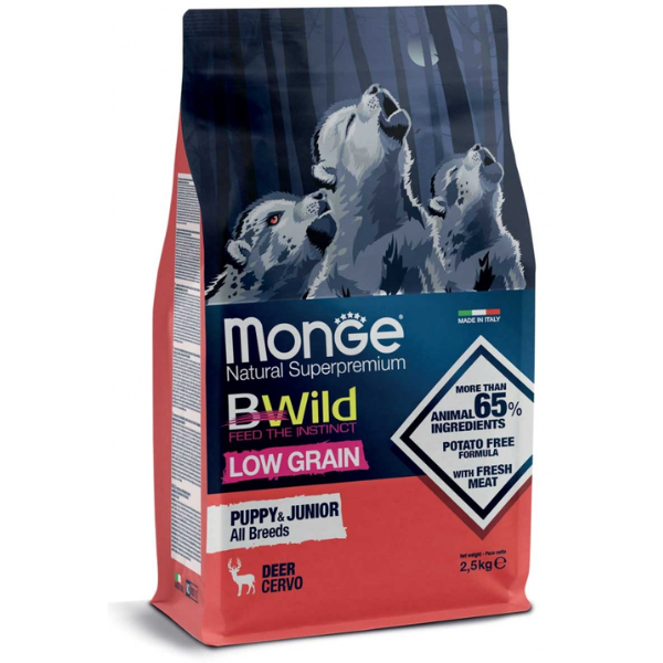 Monge BWild Low Grain Puppy & Junior All Breeds Cervo