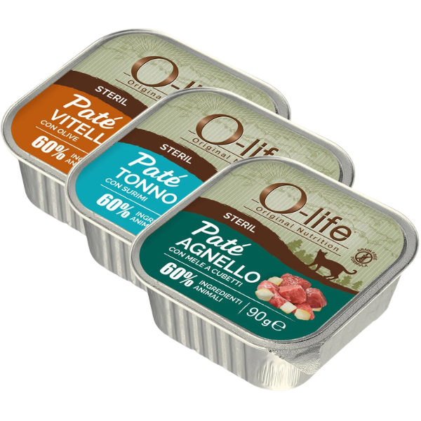 O-life Cat Sterilised Grain Free Patè +60% ingredienti animali 90 gr
