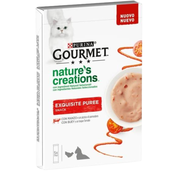 Purina Gourmet Nature's Creations Exquisite Puree snack per gatti 5 x 10 g