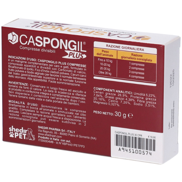 Shedir Pharma Caspongil Plus Mangime complementare Supporto gastrointestinale