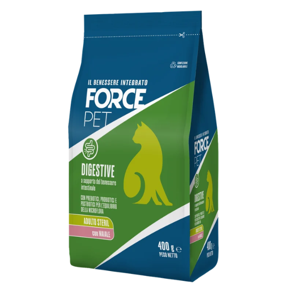 Forcepet Cat Adult Sterilised Digestive supporto flora intestinale Maiale