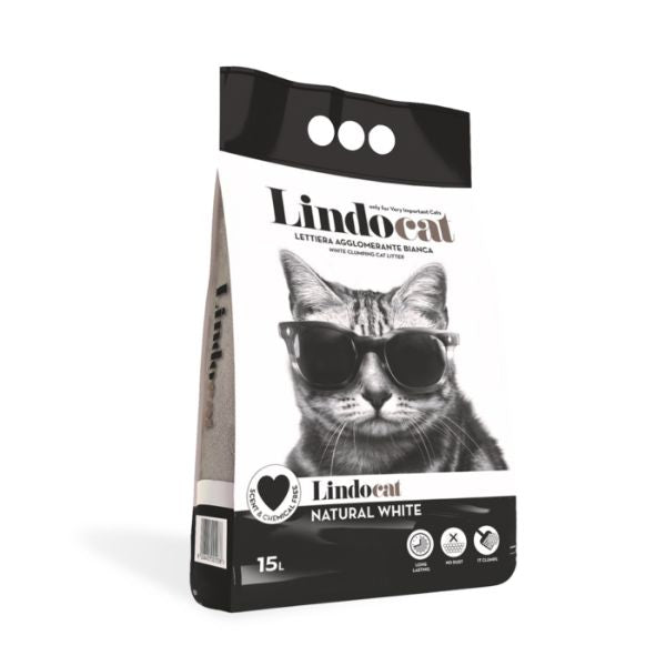 Lindocat Natural White lettiera agglomerante in bentonite bianca senza profumazione