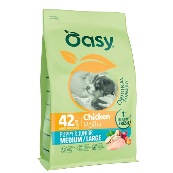 Oasy Dog Puppy e Junior Medium/Large Pollo