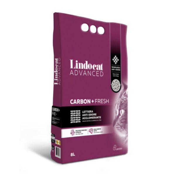 Lindocat Advanced Carbon+Fresh lettiera agglomerante anti odore in bentonite bianca
