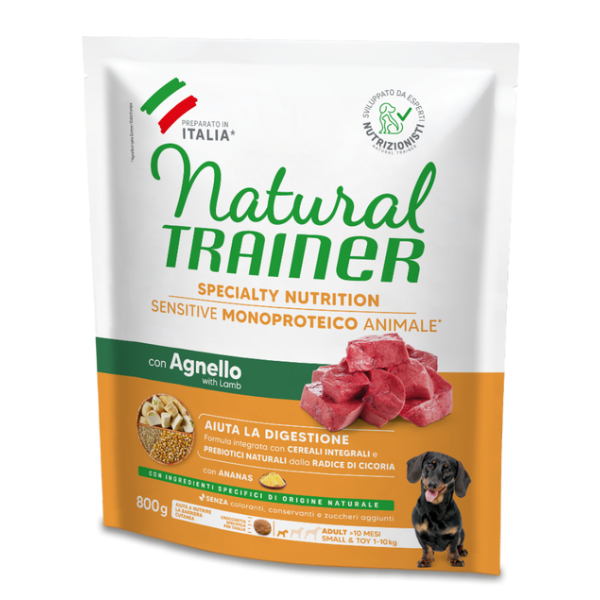 Natural Trainer Sensitive Monoproteico Small/Toy Adult con Agnello e cereali integrali
