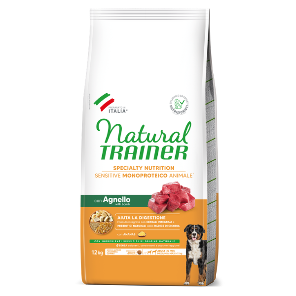 Natural Trainer Sensitive Monoproteico Medium/Maxi Adult con Agnello e cereali integrali