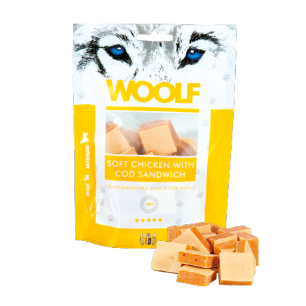 Woolf Sandwich Snack - Sandwich cubetti morbidi Pollo e Merluzzo 