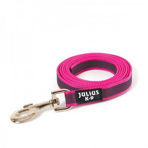 Guinzaglio con maniglia e anello "O" Color & Gray Super-Grip Julius-K9 - Rosa - 1,2 mt x 2 cm