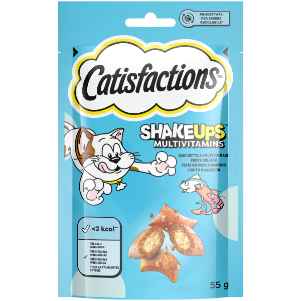 Catisfaction Cat Snack Shake Ups Multivitamins 55 g - Banchetto ai frutti di mare