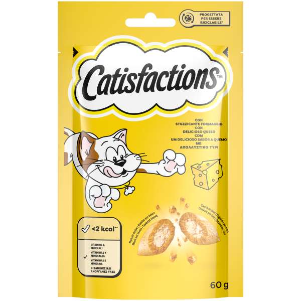 Catisfactions snack per gatto bustina 60 gr - Formaggio