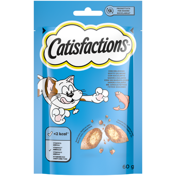Catisfactions snack per gatto bustina 60 gr - Salmone 