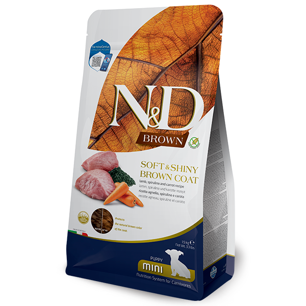 Farmina N&D Brown Grain Free Puppy mini Agnello, spirulina e carote
