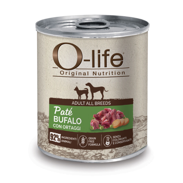 O-life Adult Grain Free Patè monoproteico 400 gr - Bufalo