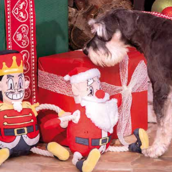 gioco per cani con corda e squeaker xmas eco claus croci immagine4