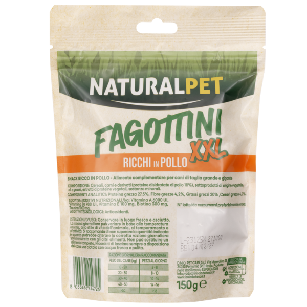naturalpet premium xxl dog adult large breeds fagottini snack funzionali 150 gr immagine3