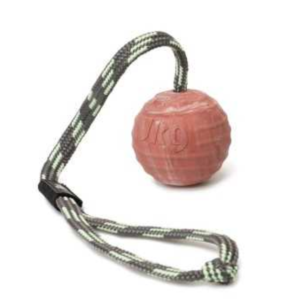 Palla in gomma naturale con laccio in caucciù naturale Julius K9 - con tirante e maniglia IDC Natural Rubber Ball - palla Ø 6 cm