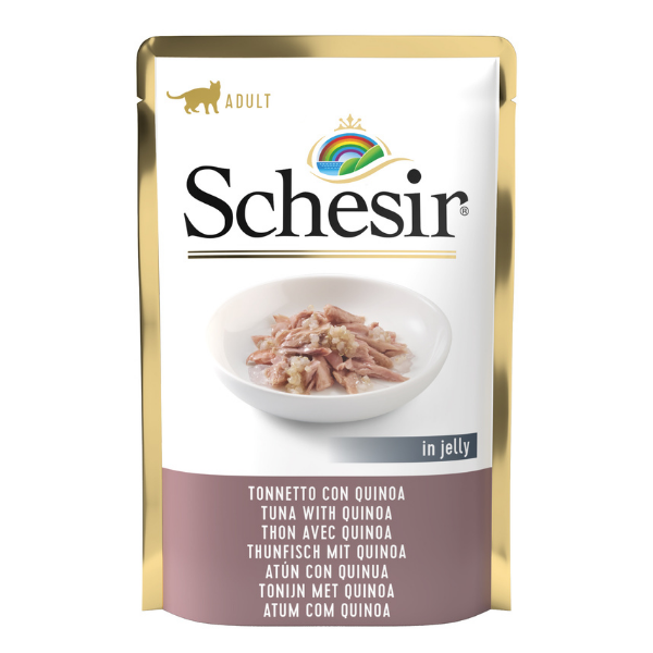 Schesir Cat Soft Adult filetti in gelatina alimento completo bustine 85 gr - Tonnetto e Quinoa