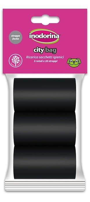 Inodorina City Bag - Ricarica Sacchetti Igienici - Nero - 6 rotoli da 20