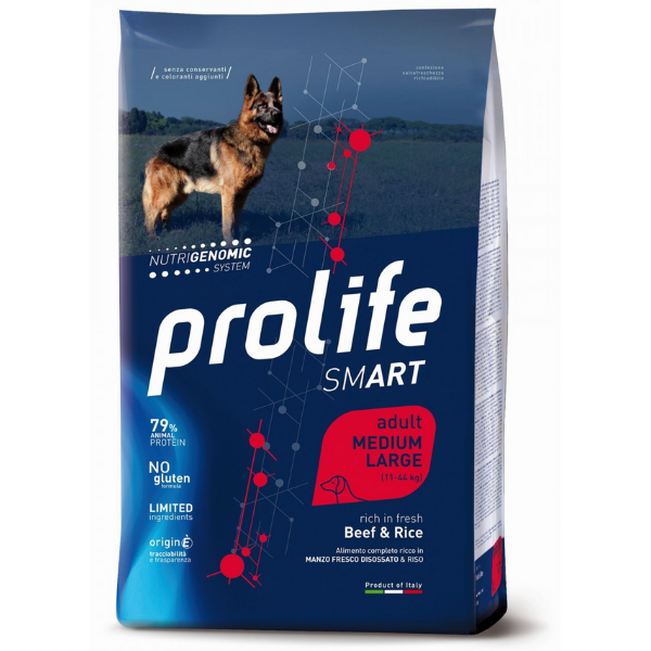 Image of Prolife Smart Cane Adult Medium/Large Manzo e Riso - 12 kg Croccantini per cani