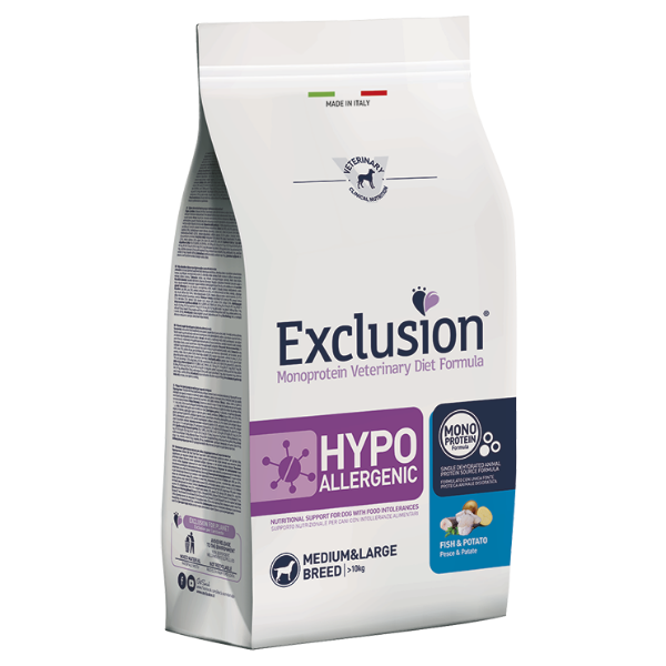 Image of Exclusion Diet Hypoallergenic Medium/Large Breed Pesce e Patate - 12 kg Dieta Veterinaria per Cani