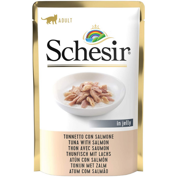 Image of Schesir Cat Soft Adult 85 gr - Tonnetto con Salmone Confezione da 20 pezzi Cibo umido per gatti