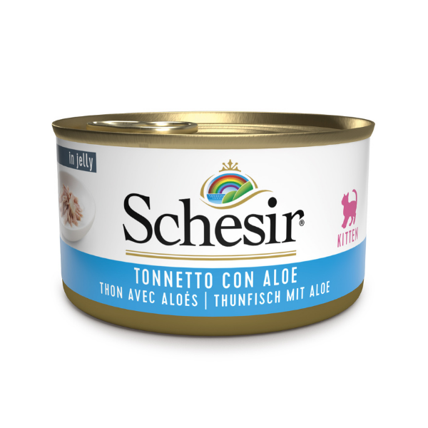 Image of Schesir Cat in Gelatina Kitten 85 gr - Tonno con Aloe Confezione da 6 pezzi Cibo umido per gatti