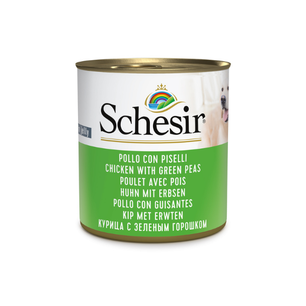 Image of Schesir Dog 285 gr - Pollo e Piselli Confezione da 6 pezzi Cibo Umido per Cani