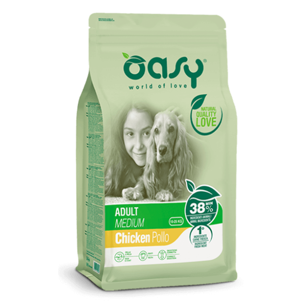 Image of Oasy Dog Adult Medium Pollo - 3 kg Croccantini per cani