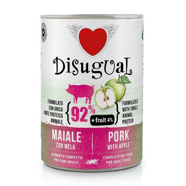 Image of Disugual monoproteico Fresh Fruit Plus 400 gr - Maiale con Mela 400 gr Confezione da 6 pezzi Cibo Umido per Cani