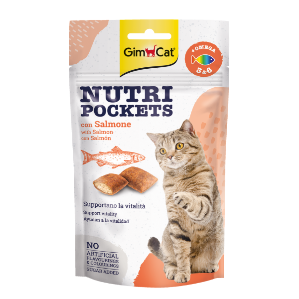 Immagine di Gimcat Nutripockets 60 gr - Salmone e omega