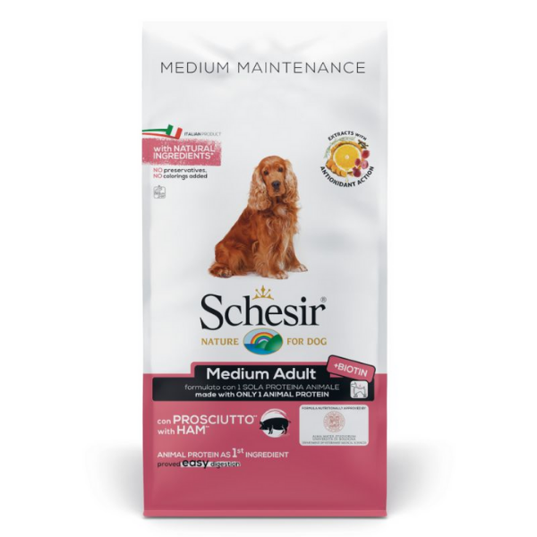 Image of Schesir Dog Adult Medium Maintenance Prosciutto - 12 kg Croccantini per cani