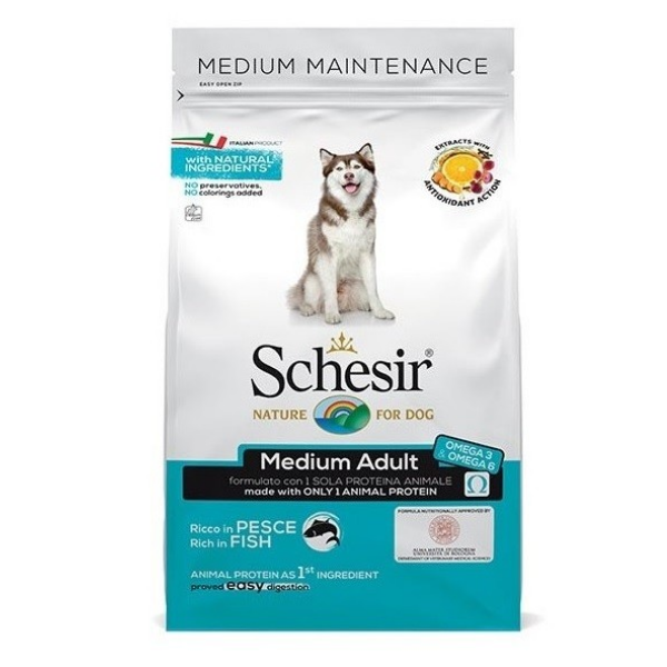 Image of Schesir Dog Adult Medium Maintenance Pesce - 3 kg Croccantini per cani