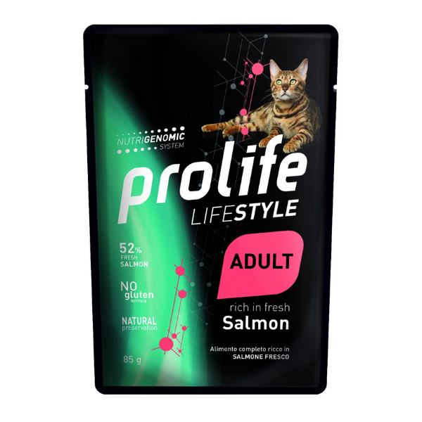 Image of Prolife Lifestyle Gatto Adult Umido 85 gr - Salmone Confezione da 12 pezzi Cibo umido per gatti