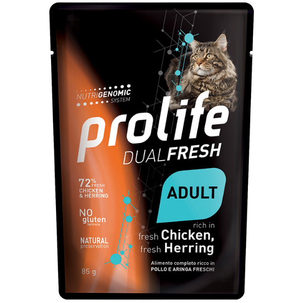 Image of Prolife Dual Fresh Gatto Adult Bustine 85 gr: Anatra e Pollo