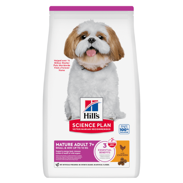 Hill's Science Plan Small & Mini Mature Adult 7+ Alimento per Cani con Pollo - 1,5 kg - Croccantini per cani