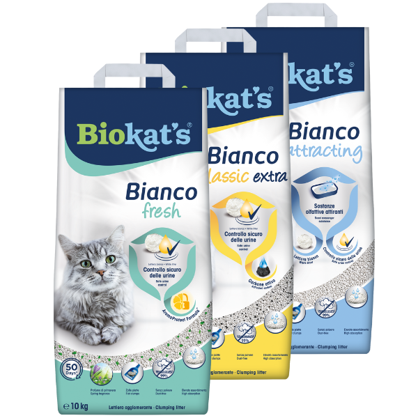 Lettiera agglomerante per gatti in bentonite Biokat's Bianco