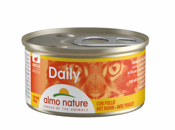 Image of Almo Nature Daily Grain Free Menù Cat 85 gr - Mousse con Pollo Confezione da 24 pezzi Cibo umido per gatti