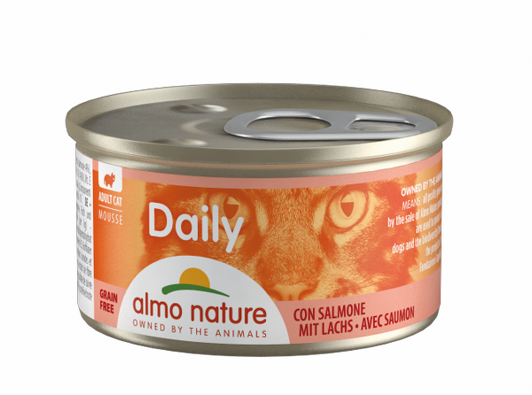 Image of Almo Nature Daily Grain Free Menù Cat 85 gr - Mousse con Salmone Confezione da 24 pezzi Cibo umido per gatti