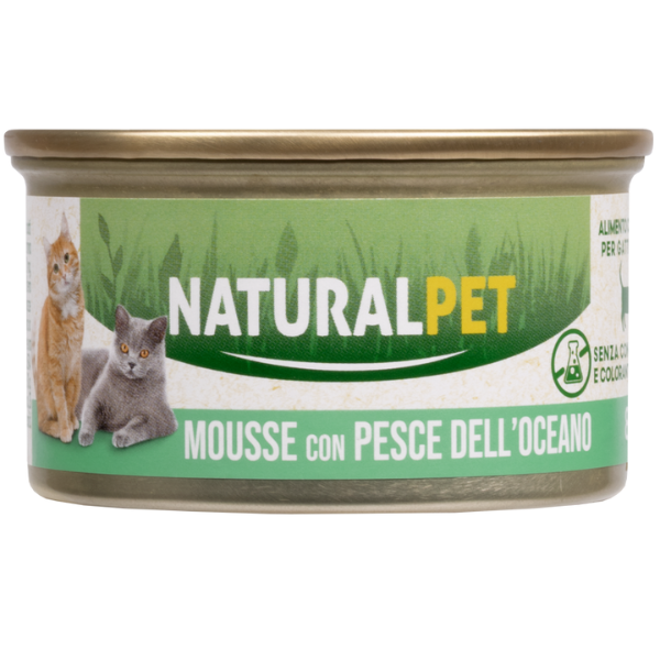 NaturalPet Cat Adult Mousse 85 gr - Pesce - 85 gr - 1° ORDINE? scegli lo sconto BZR5 / BZR20 + 200 punti fedeltà