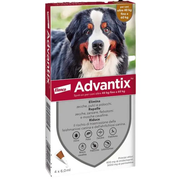 Advantix antiparassitario Spot-On per cani - Cani 40-60 Kg - 4 pipette